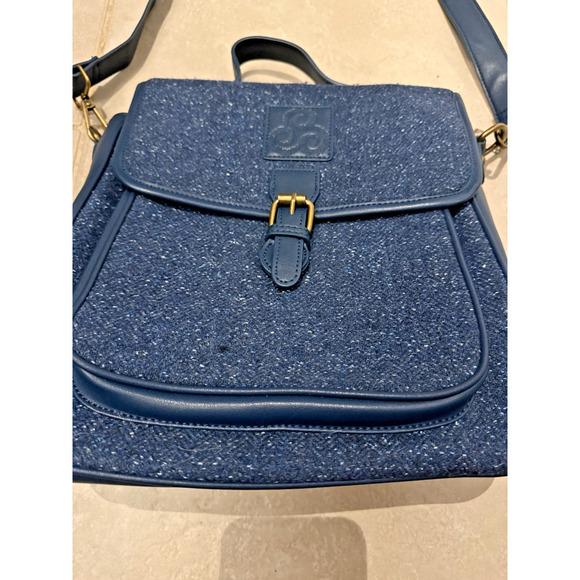 Aran Kerry Tweed & Leather Satchel Bag Purse Wool Silk Blend Quiet Luxury - Picture 4 of 7